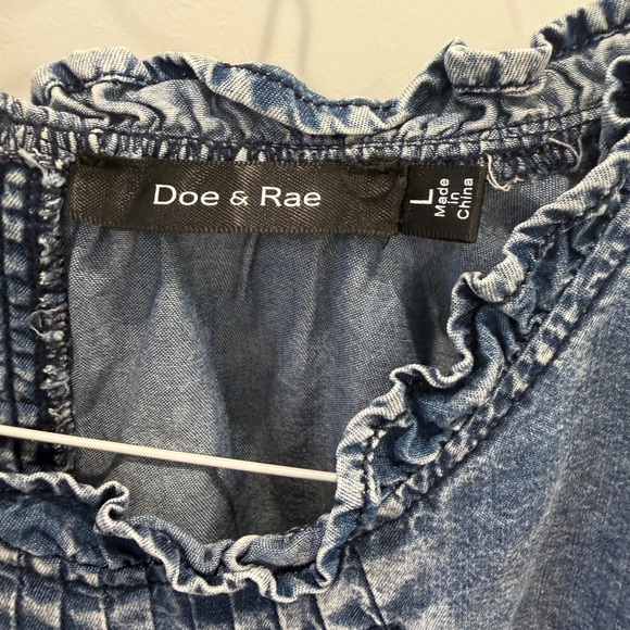 Doe & Rae Ruffled Blue Denim Top - Picture 3 of 5